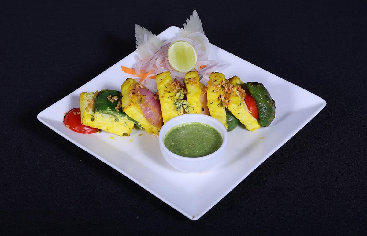 Paneer tikka skewers at Foyer